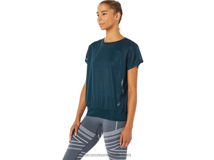 Asics albastru francez top de damă cu mânecă scurtă cu spatele deschis ZF4643363