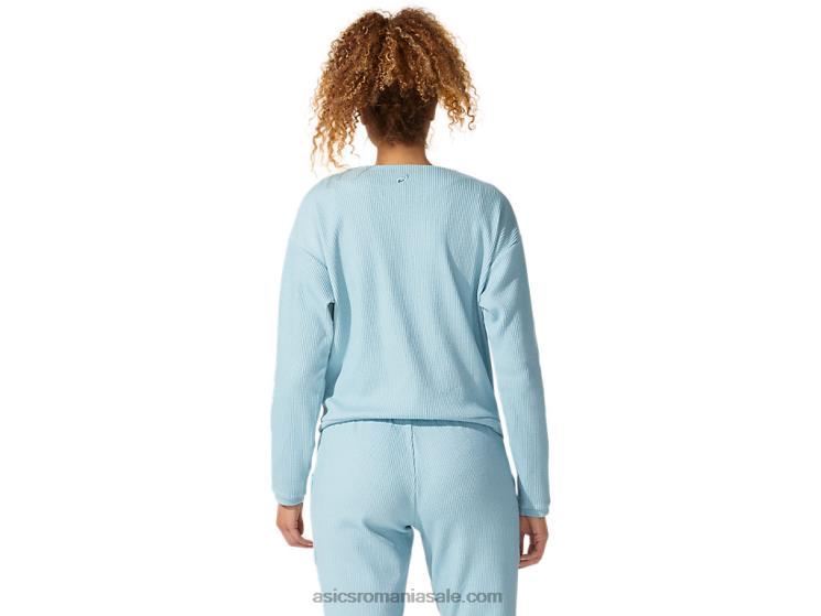 Asics albastru fum bluza de transpirație moale elastică pentru femei ZF4644053
