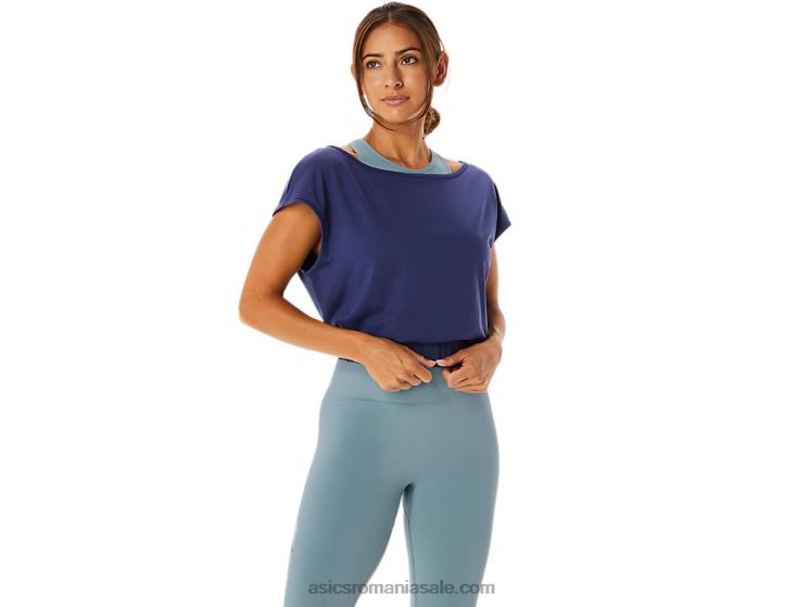 Asics albastru indigo top cu mânecă scurtă nagino flex de damă ZF4642244
