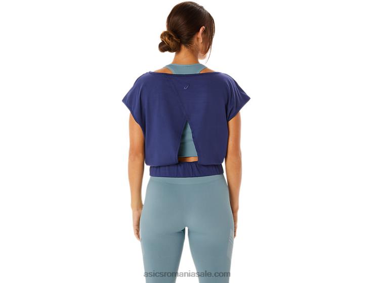 Asics albastru indigo top cu mânecă scurtă nagino flex de damă ZF4642244