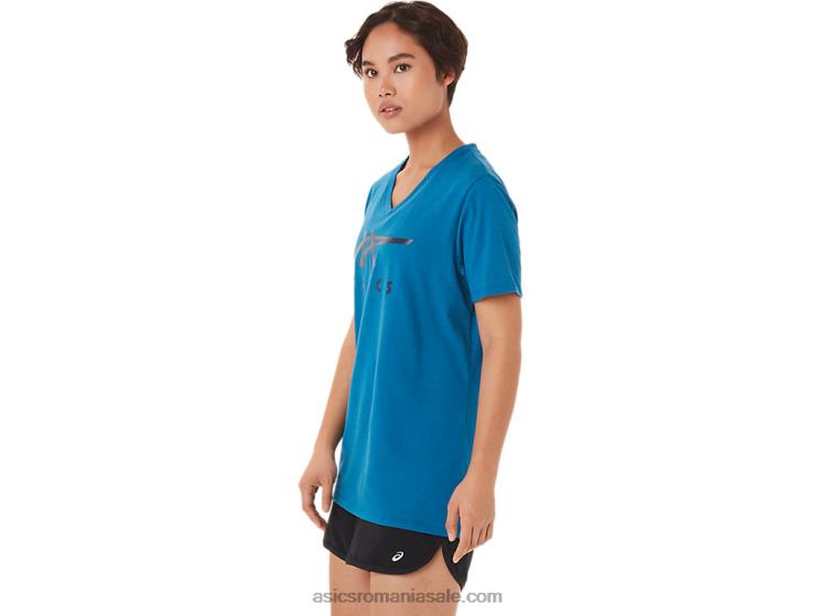 Asics albastru renăscut damă dungi cu decolteu în V ZF4643420