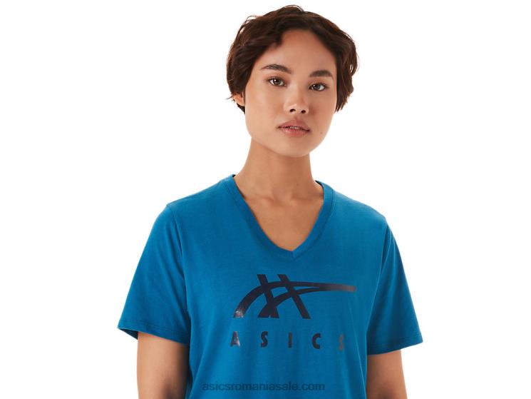 Asics albastru renăscut damă dungi cu decolteu în V ZF4643420