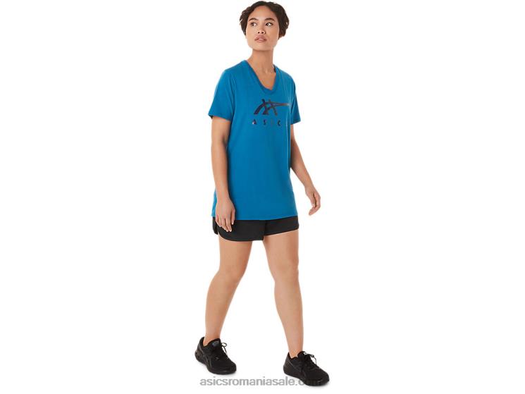 Asics albastru renăscut damă dungi cu decolteu în V ZF4643420