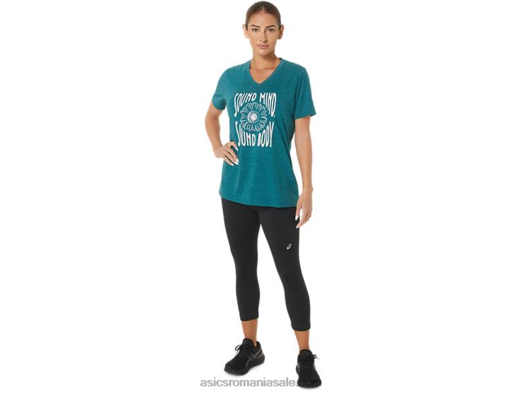 Asics catifea pin heather slogan de floarea soarelui pentru femei, cu decolteu în V ZF4642812