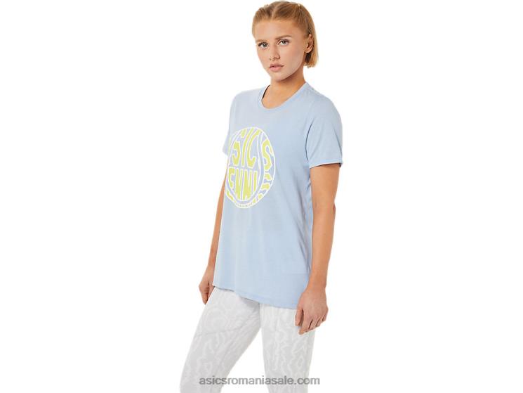 Asics ceață/galben strălucitor noul tricou grafic strong 92 pentru femei ZF4643761