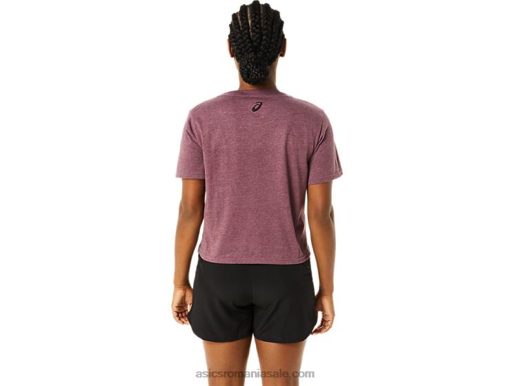 Asics deep mars heather tricou boxy cu mânecă scurtă în dungi pentru damă ZF4643620