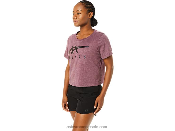 Asics deep mars heather tricou boxy cu mânecă scurtă în dungi pentru damă ZF4643620