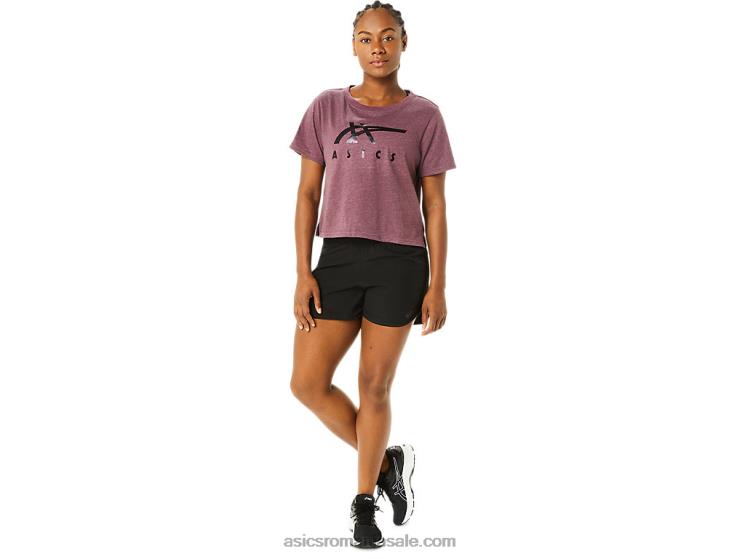 Asics deep mars heather tricou boxy cu mânecă scurtă în dungi pentru damă ZF4643620