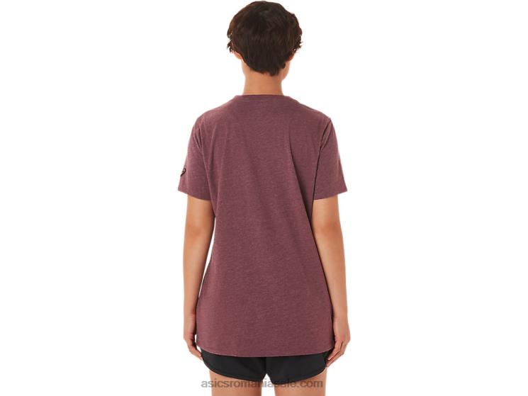 Asics deep mars heather tricou de damă cu mânecă scurtă est 1977 cu decolteu în V ZF4643421