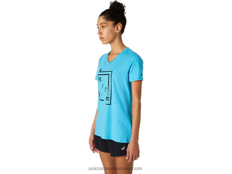 Asics digital aqua heather damă xg cu mânecă scurtă cu decolteu în V ZF4644098