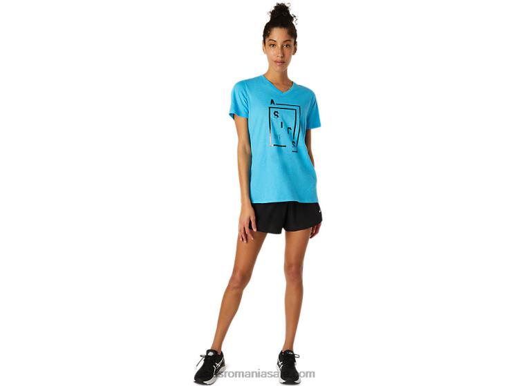 Asics digital aqua heather damă xg cu mânecă scurtă cu decolteu în V ZF4644098