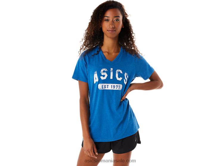 Asics drumul lacului tricou de damă cu mânecă scurtă est 1977 cu decolteu în V ZF4642982