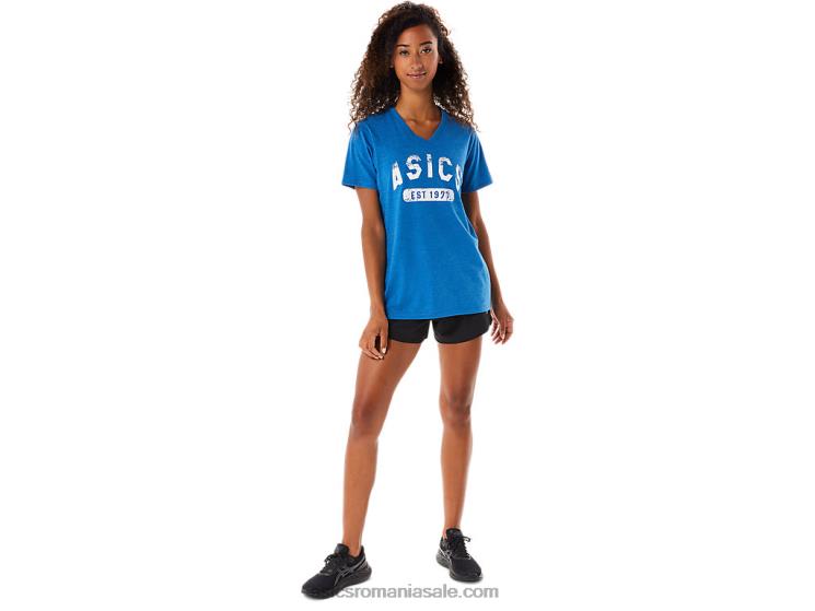 Asics drumul lacului tricou de damă cu mânecă scurtă est 1977 cu decolteu în V ZF4642982