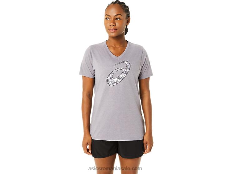 Asics erica gri lavandă damă cu mânecă scurtă cu flori de cireș cu decolteu în v ZF4643644
