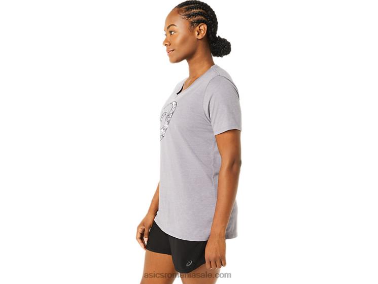 Asics erica gri lavandă damă cu mânecă scurtă cu flori de cireș cu decolteu în v ZF4643644