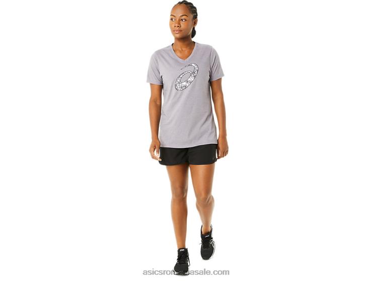 Asics erica gri lavandă damă cu mânecă scurtă cu flori de cireș cu decolteu în v ZF4643644