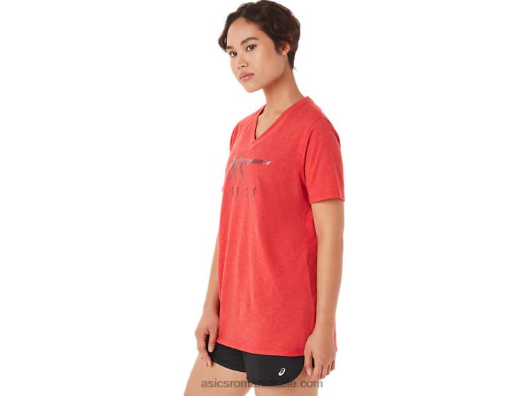 Asics erica roșie clasică damă dungi cu decolteu în V ZF4643422