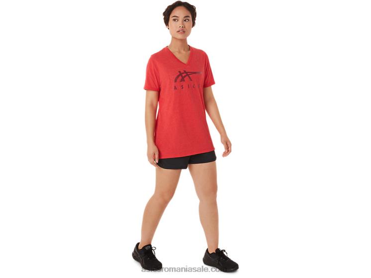 Asics erica roșie clasică damă dungi cu decolteu în V ZF4643422