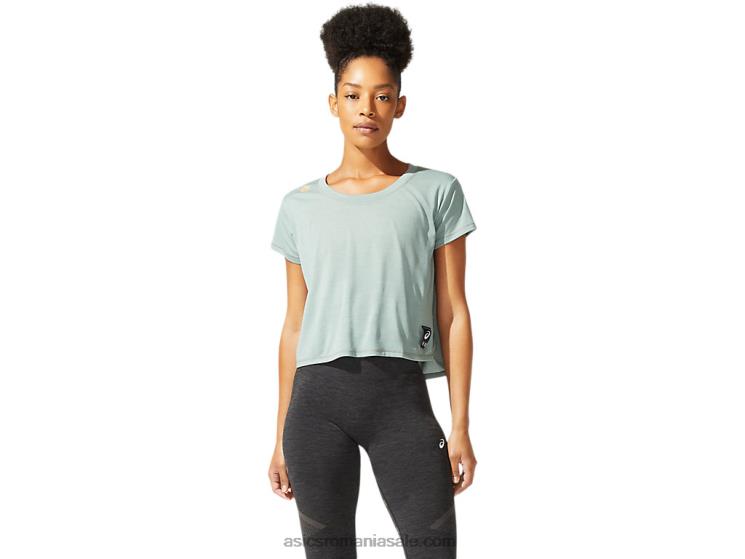 Asics gri ardezie crop top de damă cu mânecă scurtă Sakura ZF4643977