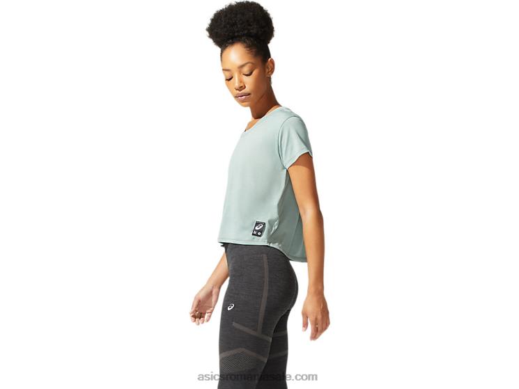 Asics gri ardezie crop top de damă cu mânecă scurtă Sakura ZF4643977