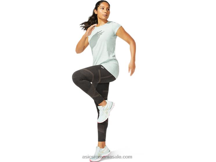 Asics gri ardezie top cu mânecă scurtă fără cusături pentru femei ZF4643960