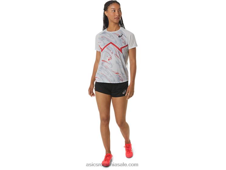 Asics gri glaciar/rosu electric top cu mânecă scurtă de damă cj-line ZF4642329