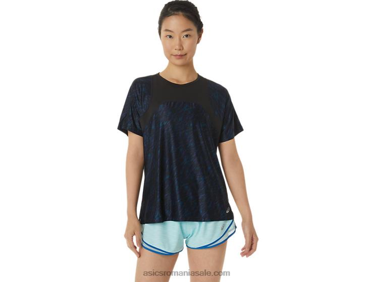Asics imprimeu umbra de noapte/lake drive mânecă scurtă pr lyte run damă ZF4643387