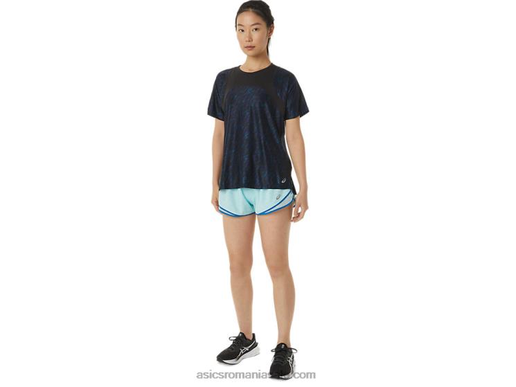 Asics imprimeu umbra de noapte/lake drive mânecă scurtă pr lyte run damă ZF4643387