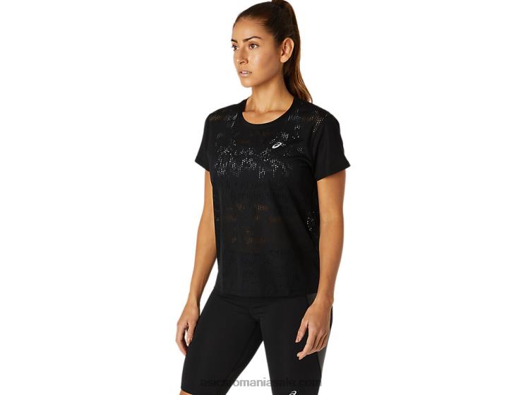 Asics negru de performanță bluză de damă cu mânecă scurtă ventilată ZF4643819