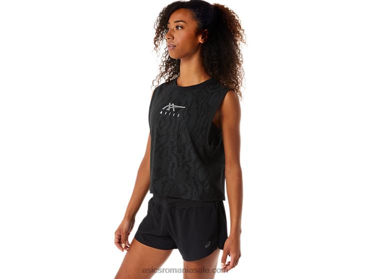 Asics negru de performanță crop muscular imprimat peste tot pentru femei ZF4643145