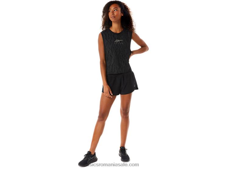 Asics negru de performanță crop muscular imprimat peste tot pentru femei ZF4643145