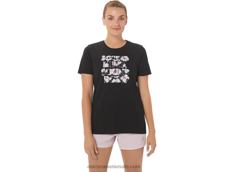 Asics negru de performanță echipaj de slogan pentru femei hibiscus ZF4642751