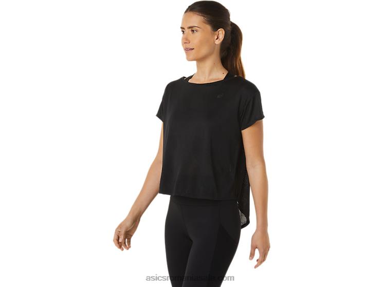 Asics negru de performanță top de damă movekoyo jacquard cu mânecă scurtă ZF4642763