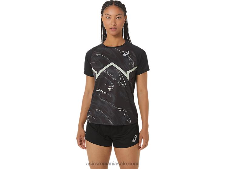 Asics negru de performanță/verde șoaptă top cu mânecă scurtă de damă cj-line ZF4642337