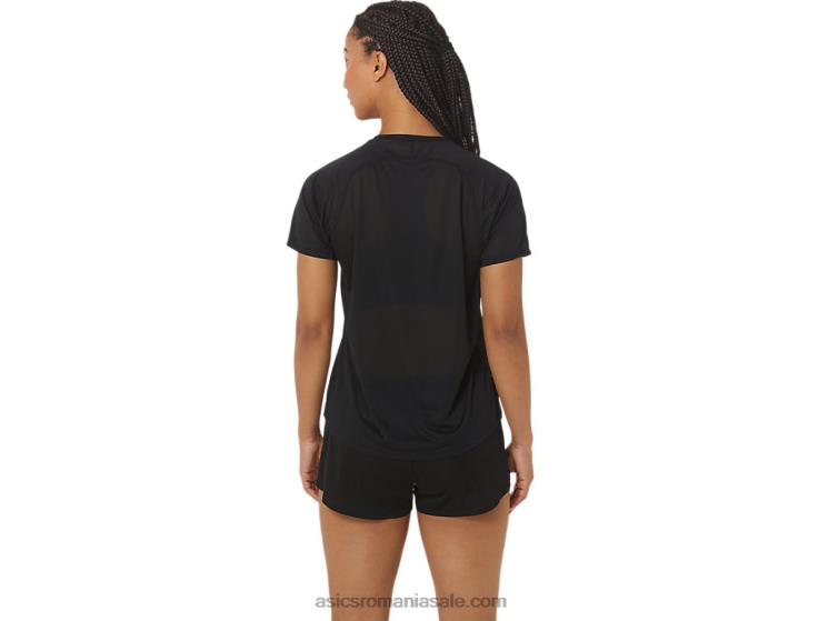 Asics negru de performanță/verde șoaptă top cu mânecă scurtă de damă cj-line ZF4642337