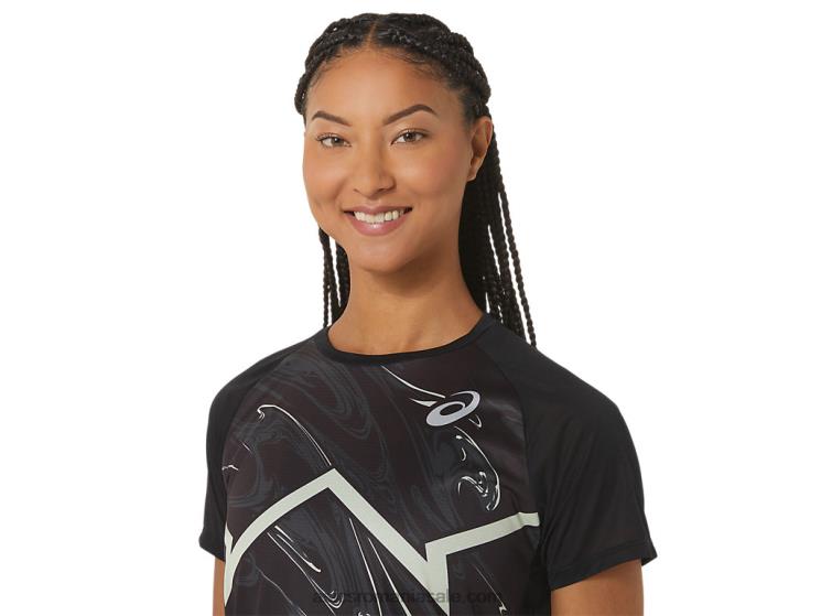 Asics negru de performanță/verde șoaptă top cu mânecă scurtă de damă cj-line ZF4642337