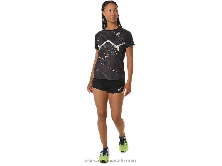 Asics negru de performanță/verde șoaptă top cu mânecă scurtă de damă cj-line ZF4642337