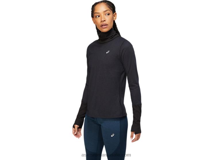 Asics negru performant/gri grafit top de damă din lână cu mânecă lungă ZF4643621