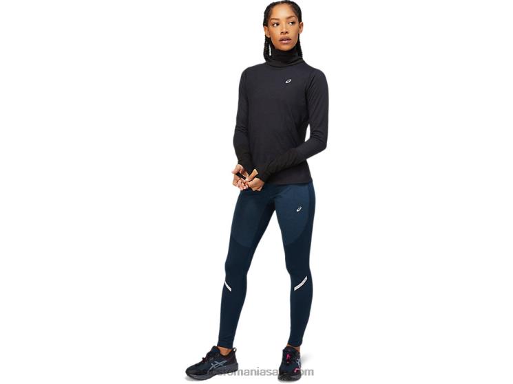 Asics negru performant/gri grafit top de damă din lână cu mânecă lungă ZF4643621