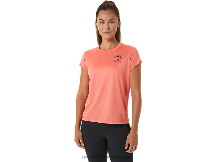 Asics papaya bluză cu mânecă scurtă cu logo Fujitrail pentru femei ZF4642563