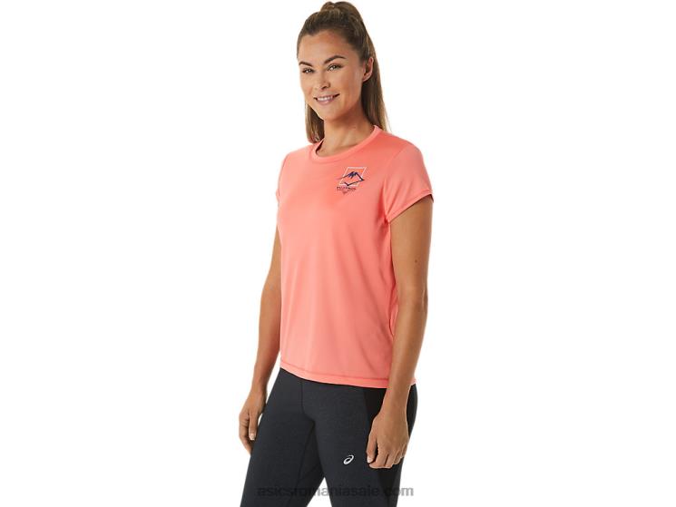Asics papaya bluză cu mânecă scurtă cu logo Fujitrail pentru femei ZF4642563