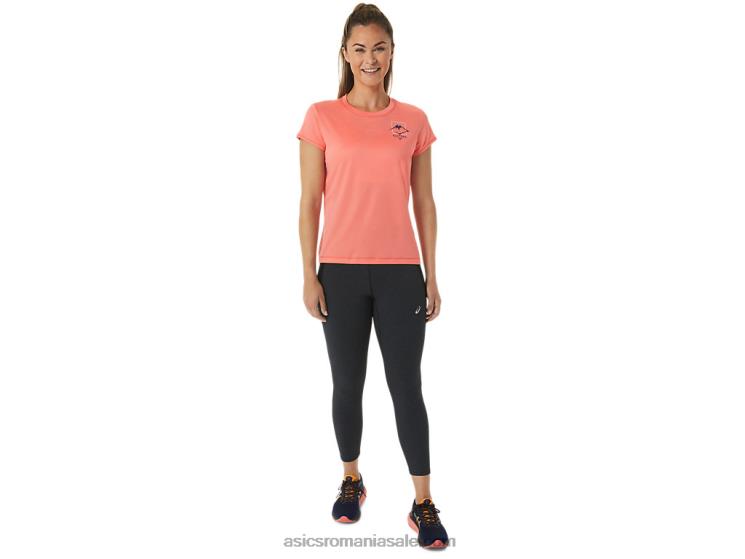 Asics papaya bluză cu mânecă scurtă cu logo Fujitrail pentru femei ZF4642563