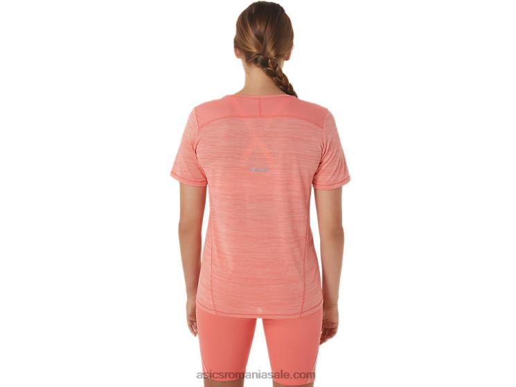 Asics papaya/guava top cu mânecă scurtă cu decolteu în V de curse pentru femei ZF4642295