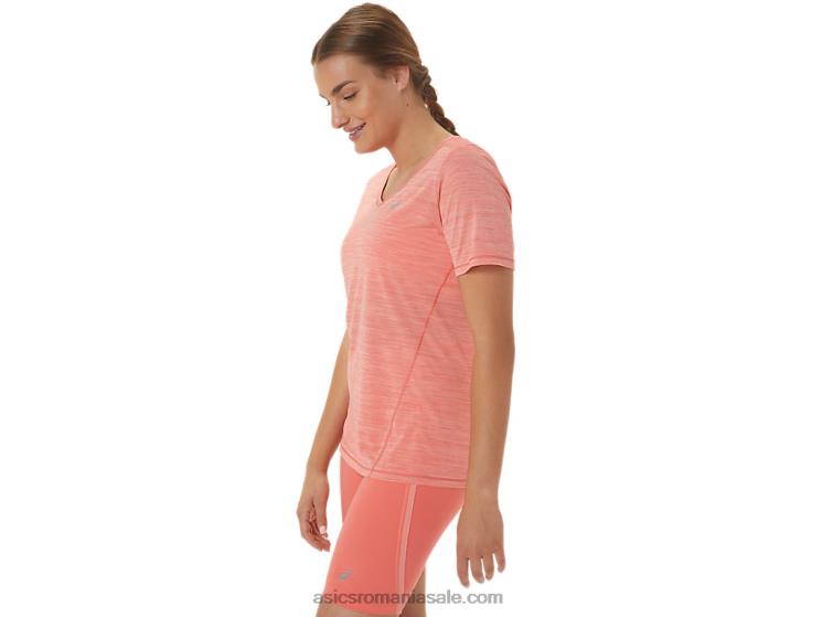 Asics papaya/guava top cu mânecă scurtă cu decolteu în V de curse pentru femei ZF4642295