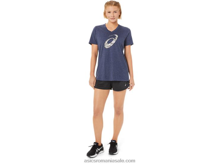 Asics peaton heather damă cu mânecă scurtă cu flori de cireș cu decolteu în v ZF4643733