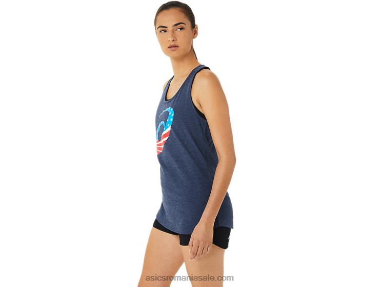 Asics peaton heather spirală pentru femei a stele și dungi cu mânecă scurtă ZF4643186