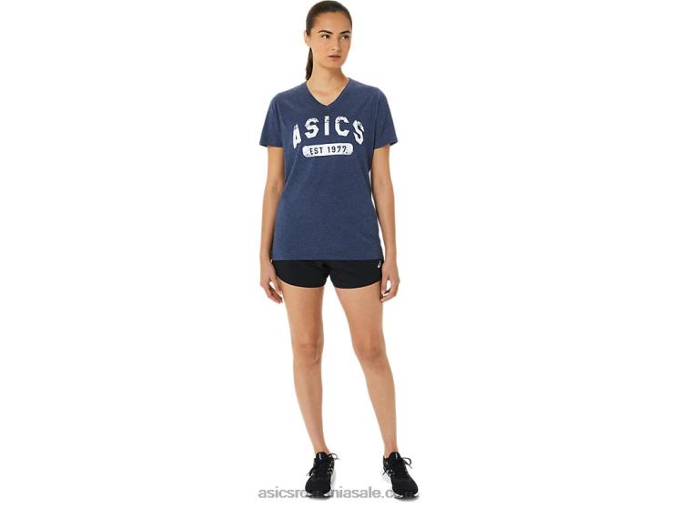Asics peaton heather tricou de damă cu mânecă scurtă est 1977 cu decolteu în V ZF4643202
