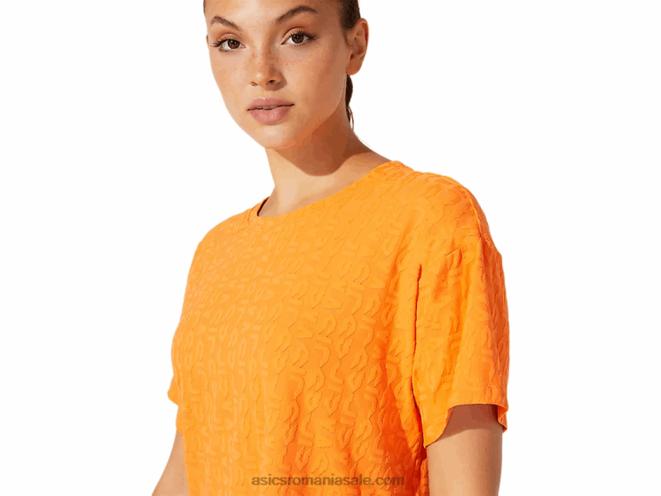 Asics piersica soarelui mânecă scurtă jacquard cu logo decupat pentru damă ZF4643932