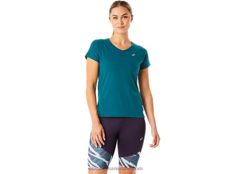 Asics pin de catifea top de damă cu mânecă scurtă cu decolteu în V ZF4643078
