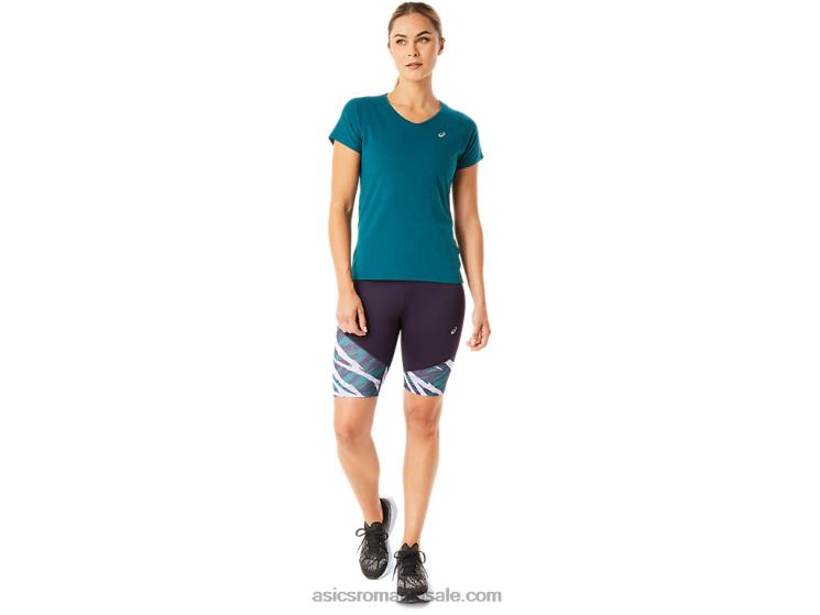 Asics pin de catifea top de damă cu mânecă scurtă cu decolteu în V ZF4643078